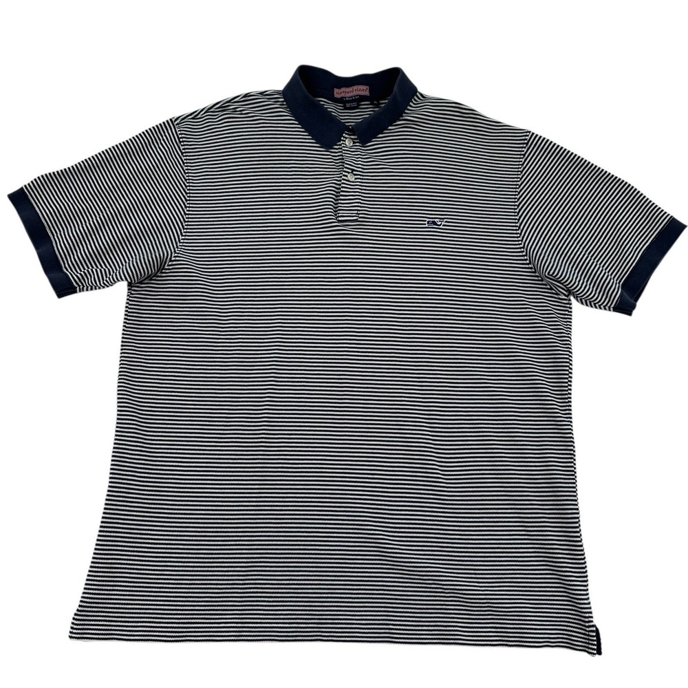 Vineyard Vines Navy & White Thin-Striped Polo Shirt